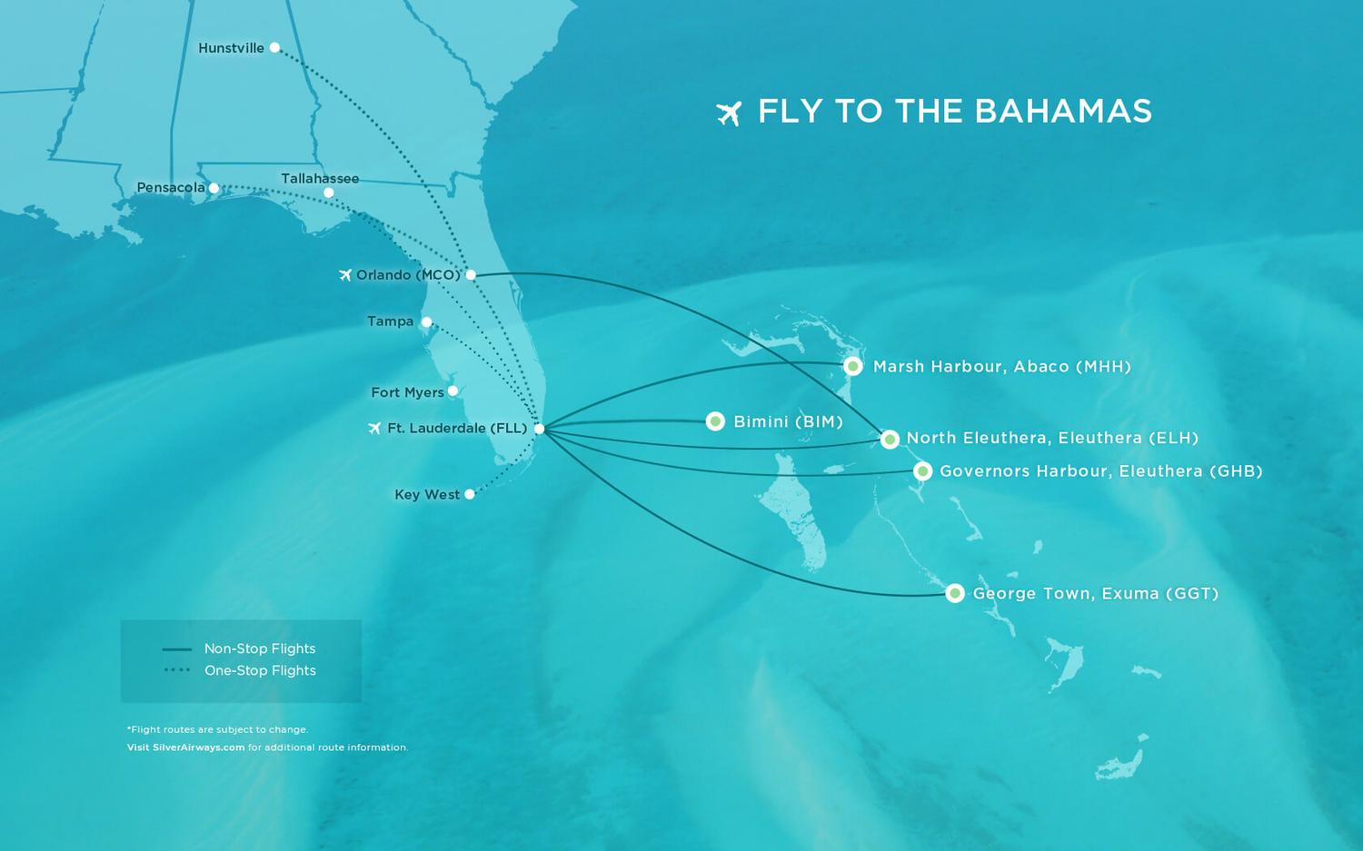 Fly to the Bahamas - Map of Flight Destinations